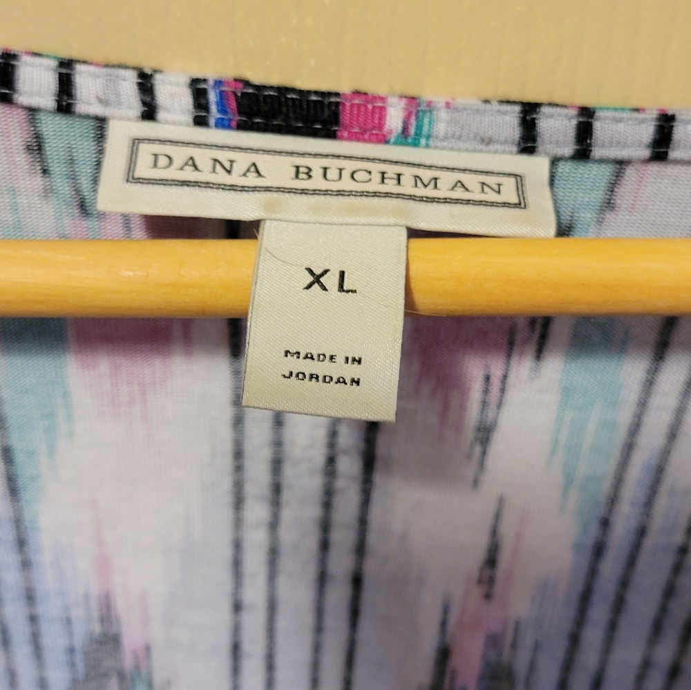 🌻  Dana Buchman Multicolored Elbow Sleeve Blouse Size XL Excellent Condition - Picture 2 of 3